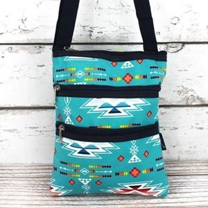 South western Santa fe cross body Boho Hippie satchel bag w/zips